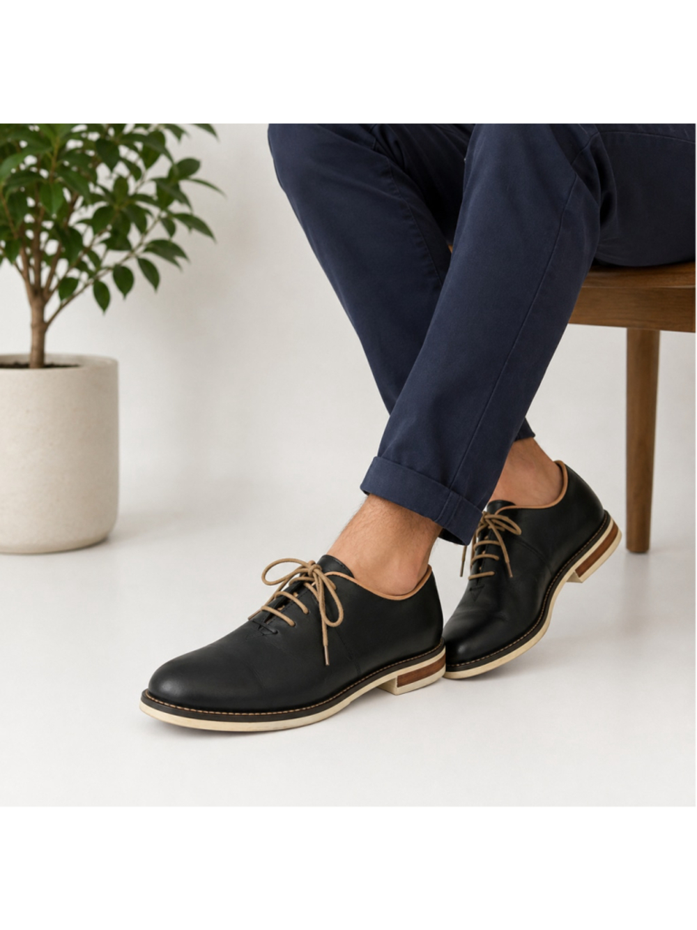 SWear London Charlotte 5 Black Leather Oxford Shoes Size 39/8.5 Made in Portugal